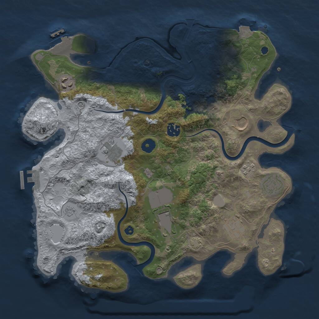 Rust Map: Procedural Map, Size: 3500, Seed: 64253, 14 Monuments