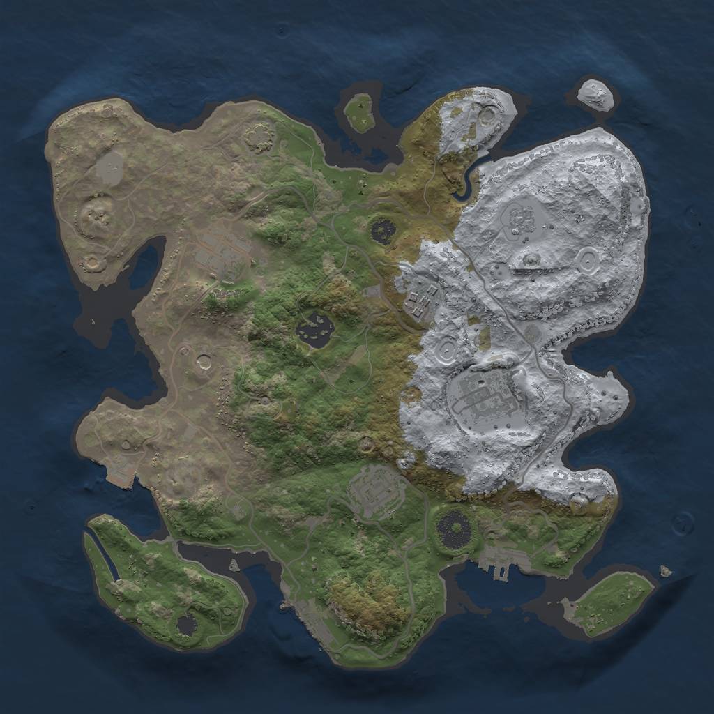 Rust Map: Procedural Map, Size: 3000, Seed: 244575843, 13 Monuments