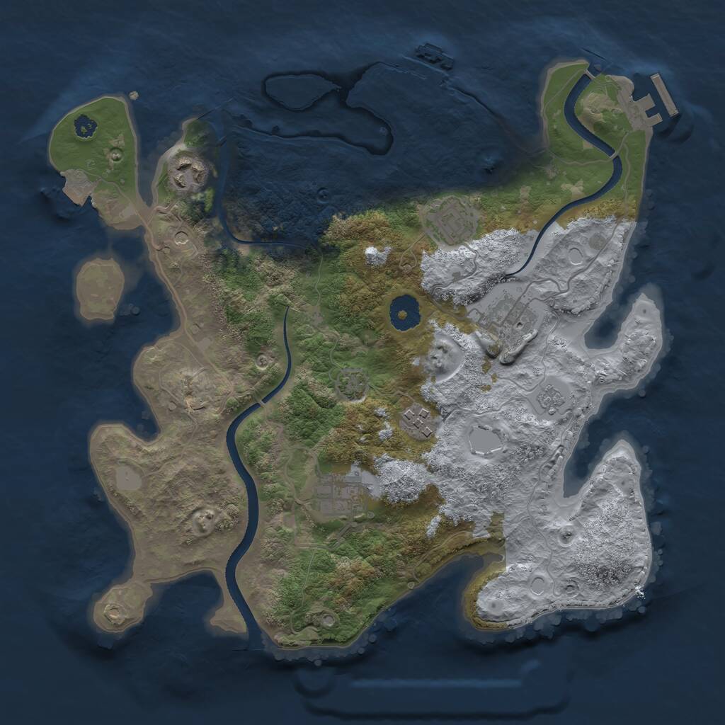 Rust Map: Procedural Map, Size: 3250, Seed: 2004413390, 11 Monuments
