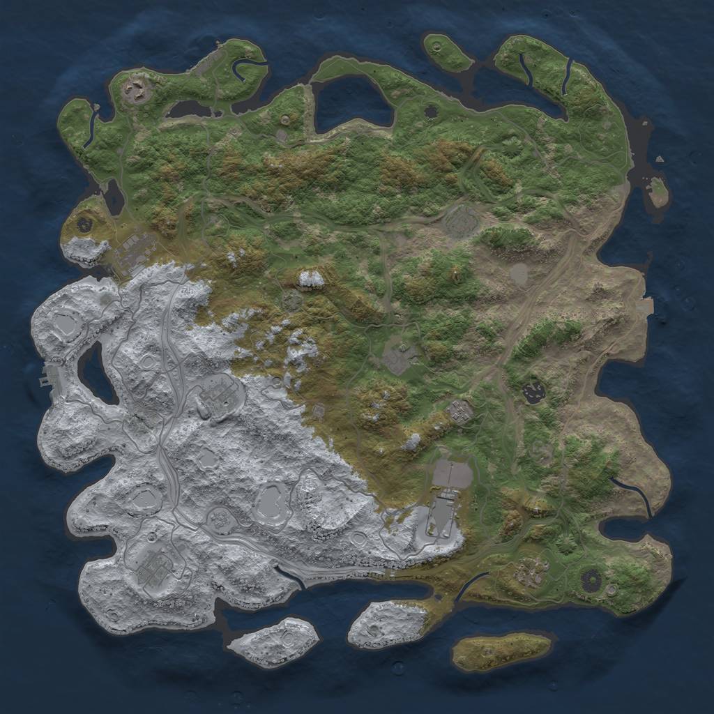 Rust Map: Procedural Map, Size: 4800, Seed: 1468617341, 18 Monuments