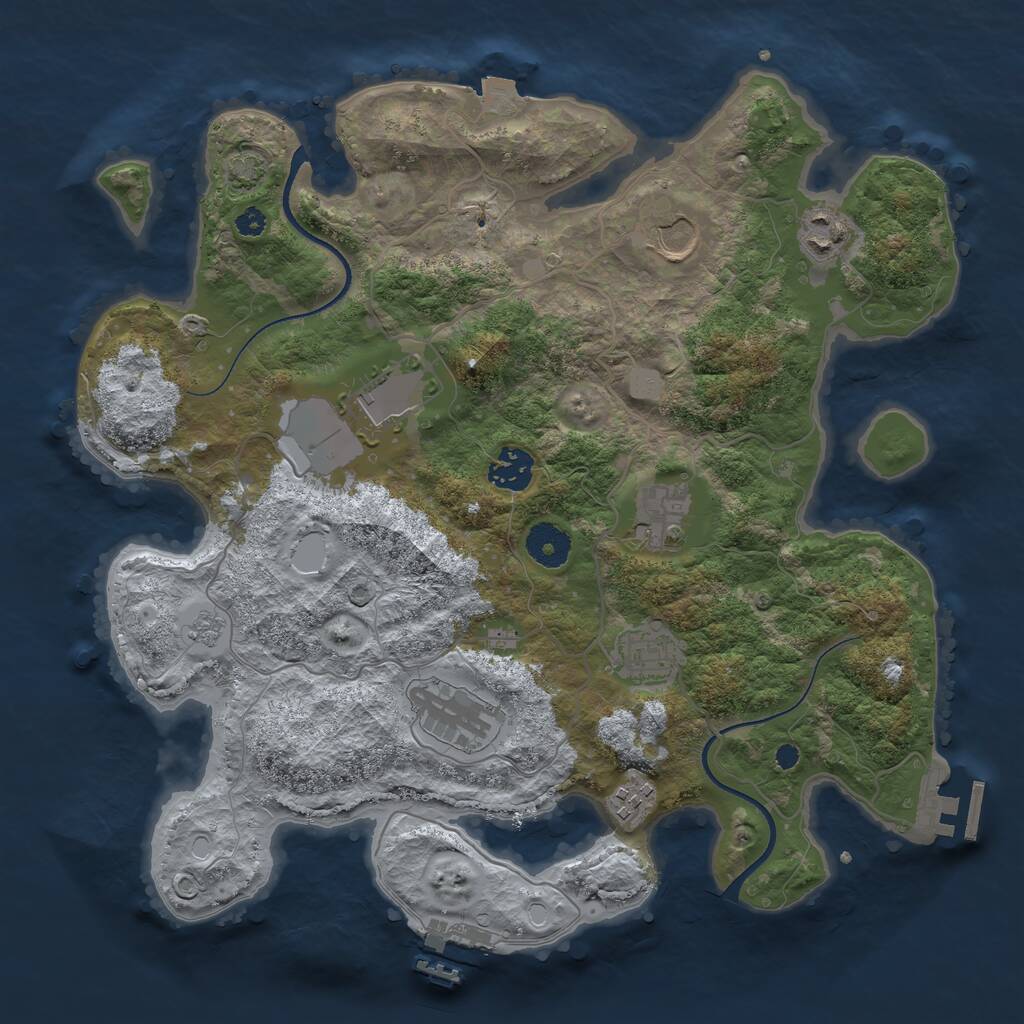Rust Map: Procedural Map, Size: 3500, Seed: 5534322, 13 Monuments