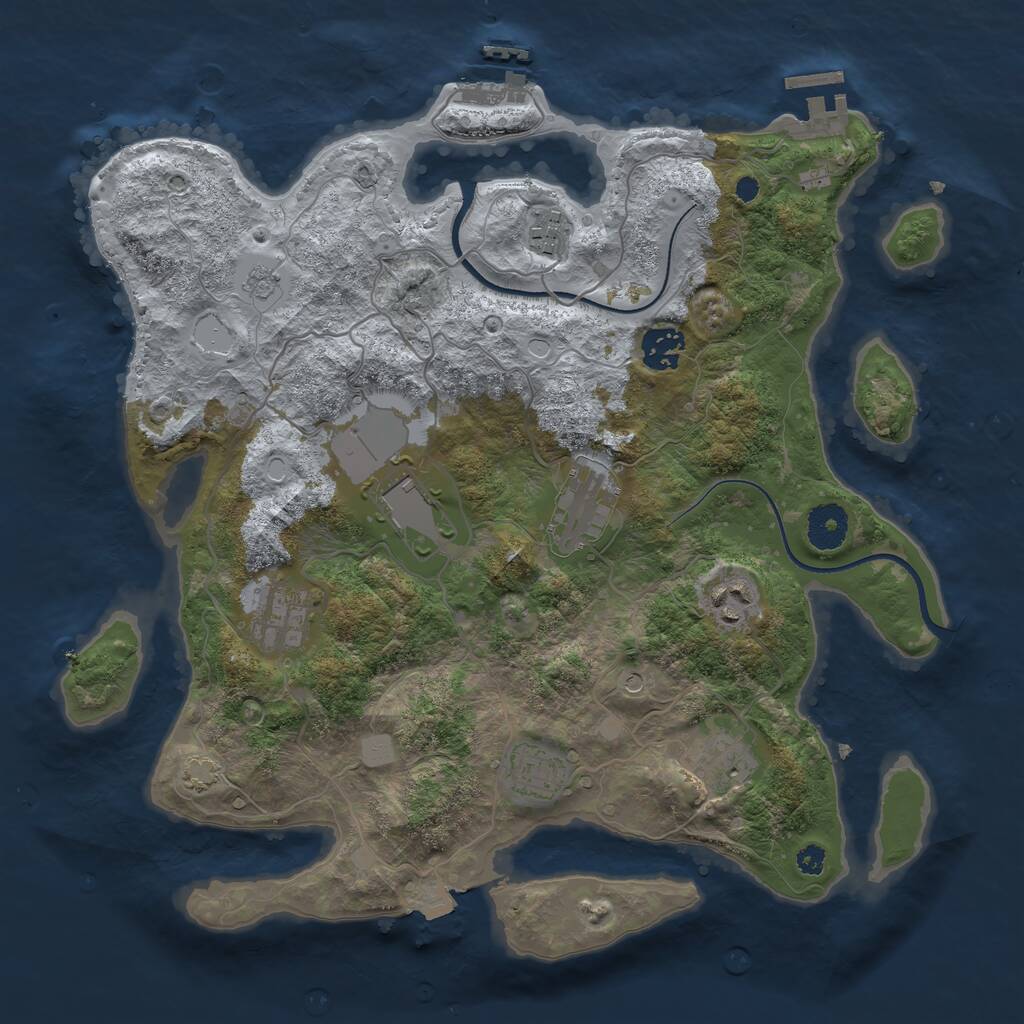 Rust Map: Procedural Map, Size: 3500, Seed: 504045736, 14 Monuments