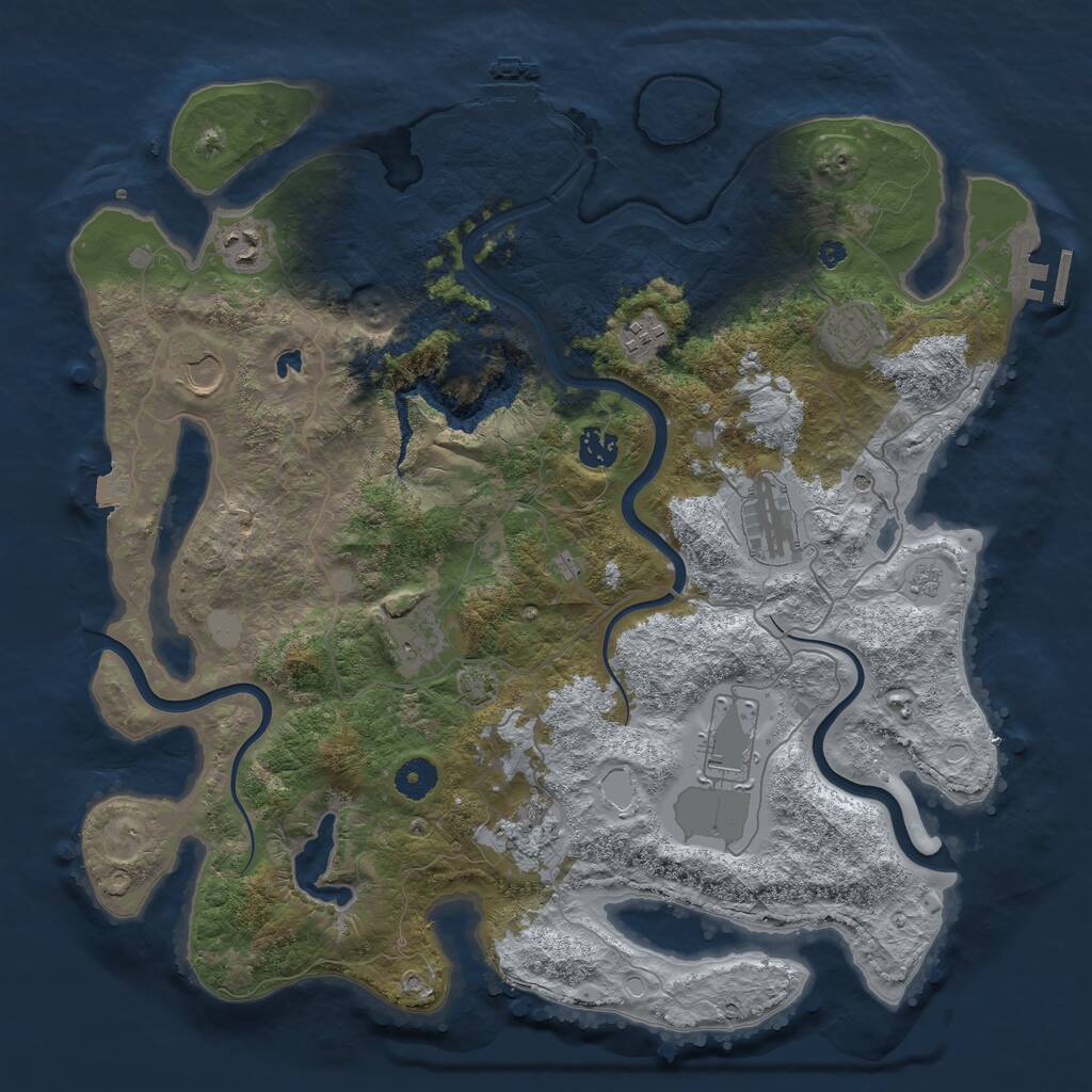 Rust Map: Procedural Map, Size: 4000, Seed: 214217343, 15 Monuments