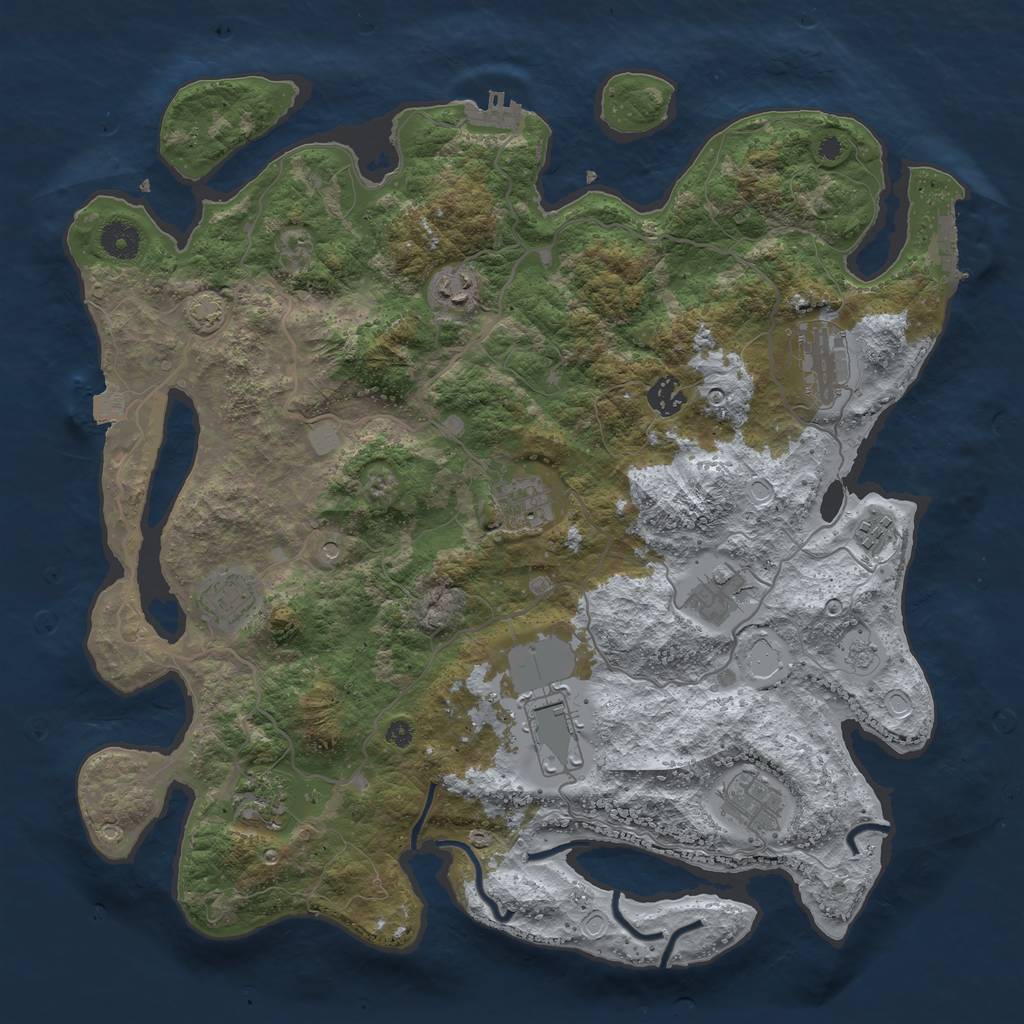 Rust Map: Procedural Map, Size: 4000, Seed: 214217343, 18 Monuments