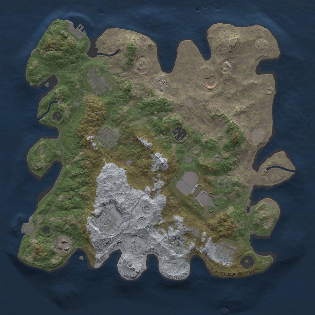 Rust Map: Procedural Map, Size: 3500, Seed: 714593350, 16 Monuments