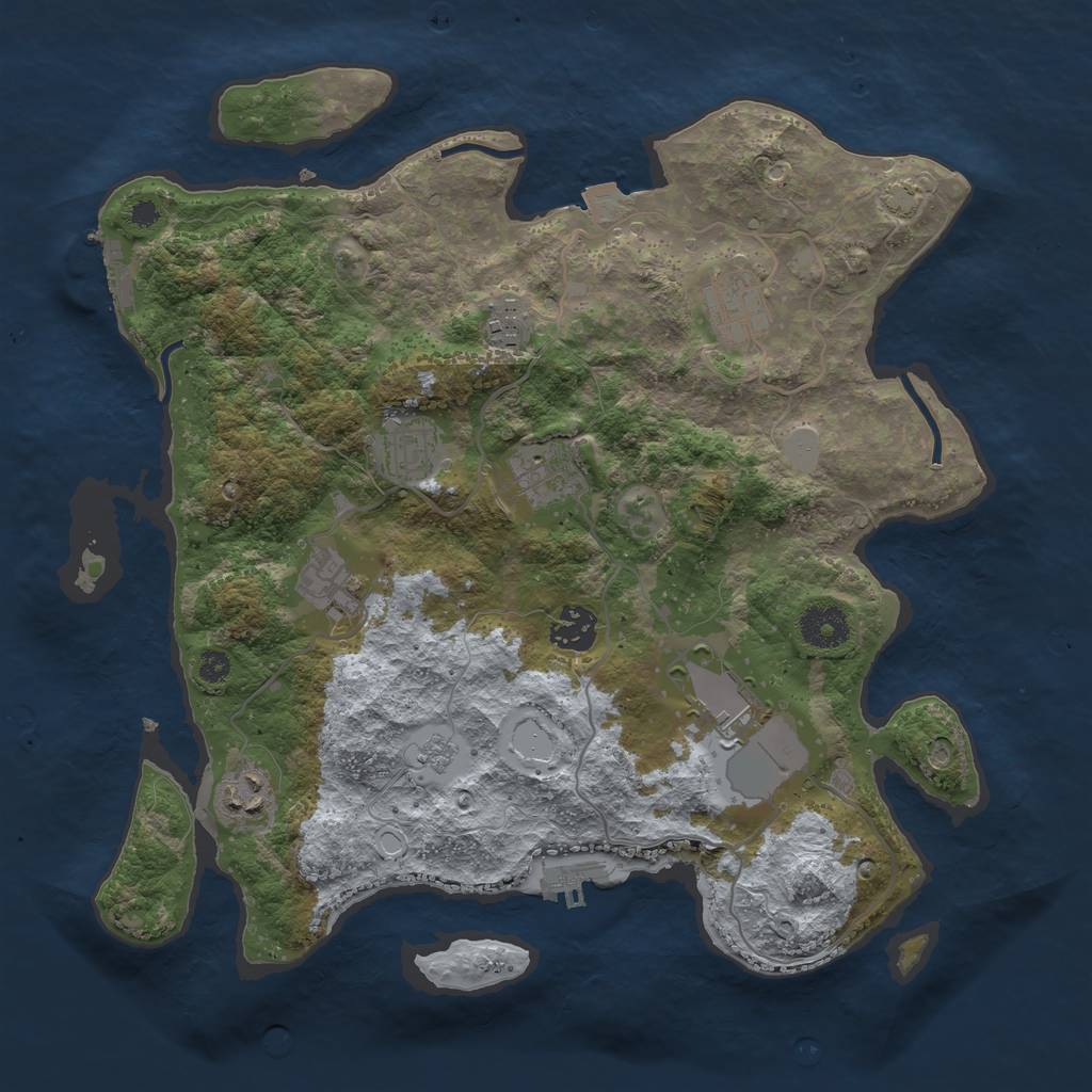 Rust Map: Procedural Map, Size: 3500, Seed: 1612430502, 15 Monuments