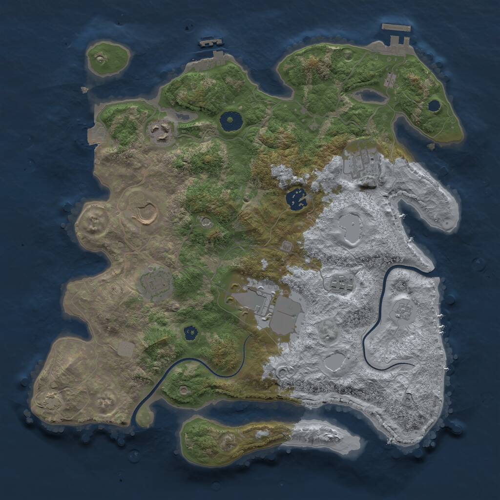 Rust Map: Procedural Map, Size: 3500, Seed: 905358477, 13 Monuments