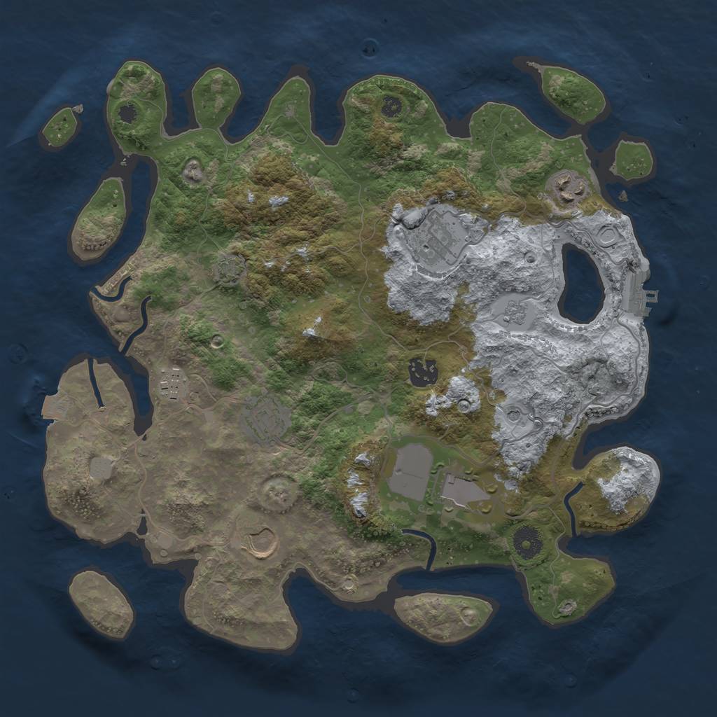 Rust Map: Procedural Map, Size: 3500, Seed: 110259271, 14 Monuments