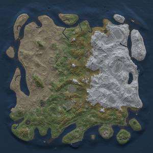 Thumbnail Rust Map: Procedural Map, Size: 4500, Seed: 2034693910, 19 Monuments