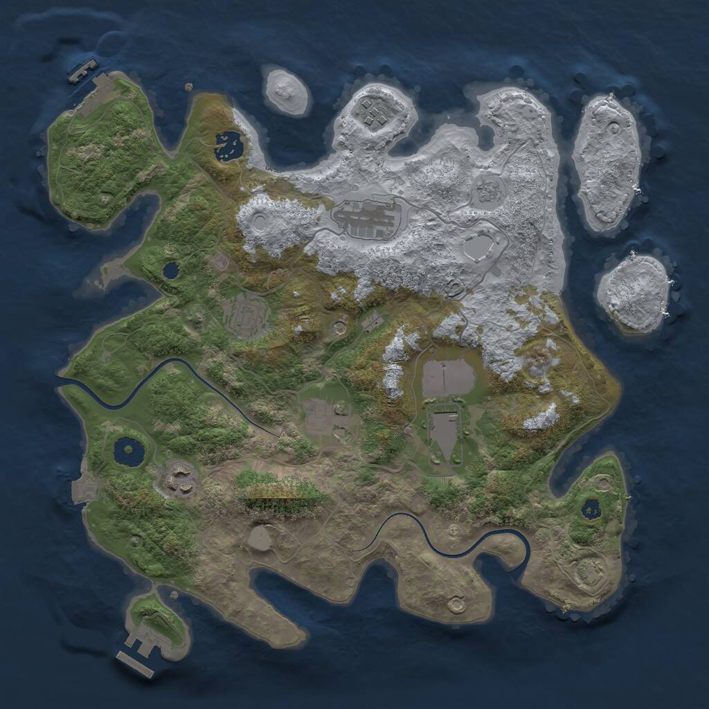 Rust Map: Procedural Map, Size: 3500, Seed: 1208053212, 13 Monuments