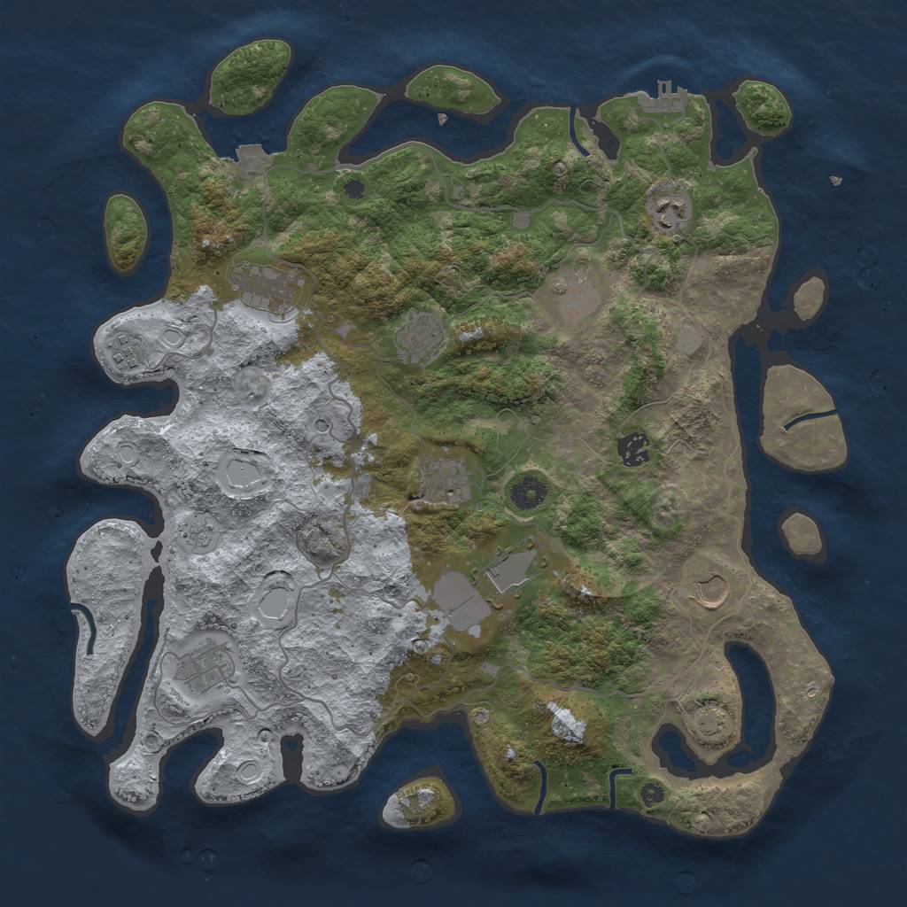 Rust Map: Procedural Map, Size: 4000, Seed: 423389256, 17 Monuments