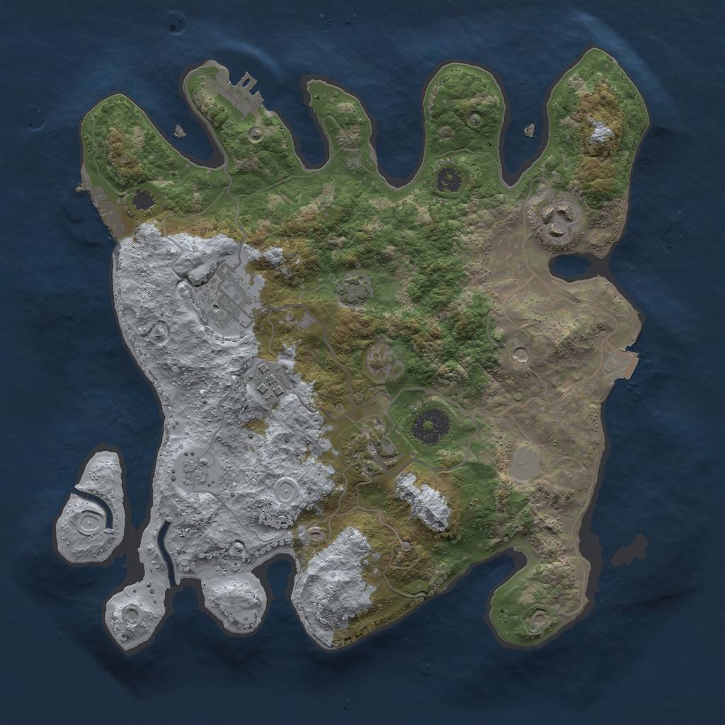 Rust Map: Procedural Map, Size: 3000, Seed: 1380743552, 12 Monuments