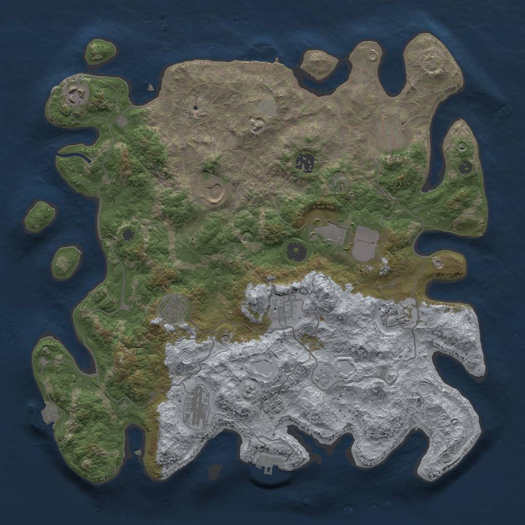 Rust Map: Procedural Map, Size: 4000, Seed: 295087178, 18 Monuments