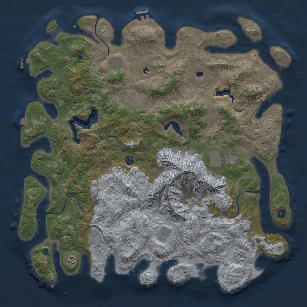 Rust Map: Procedural Map, Size: 5000, Seed: 637873874, 16 Monuments