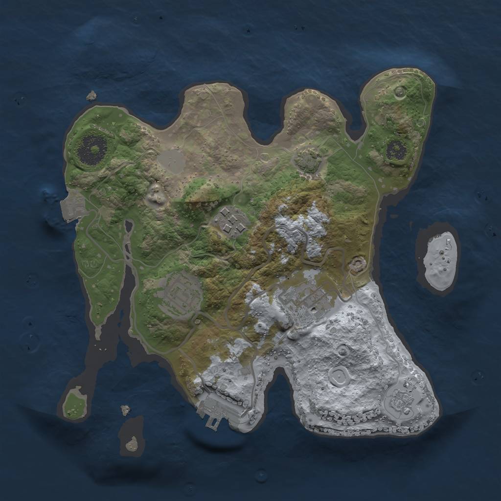 Rust Map: Procedural Map, Size: 2500, Seed: 71488571, 9 Monuments