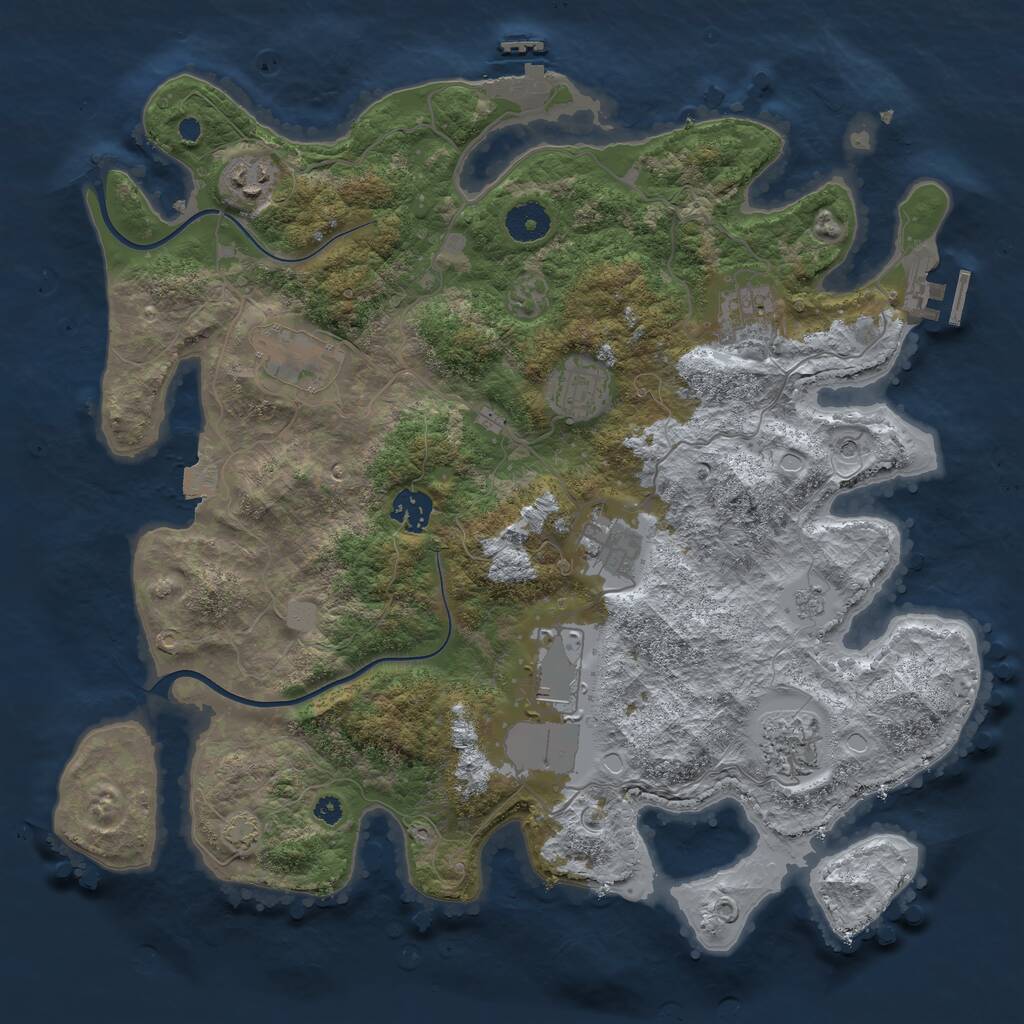 Rust Map: Procedural Map, Size: 3700, Seed: 858501146, 14 Monuments