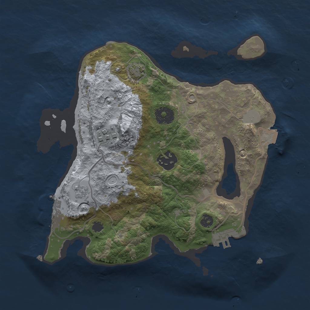 Rust Map: Procedural Map, Size: 2500, Seed: 643677429, 9 Monuments