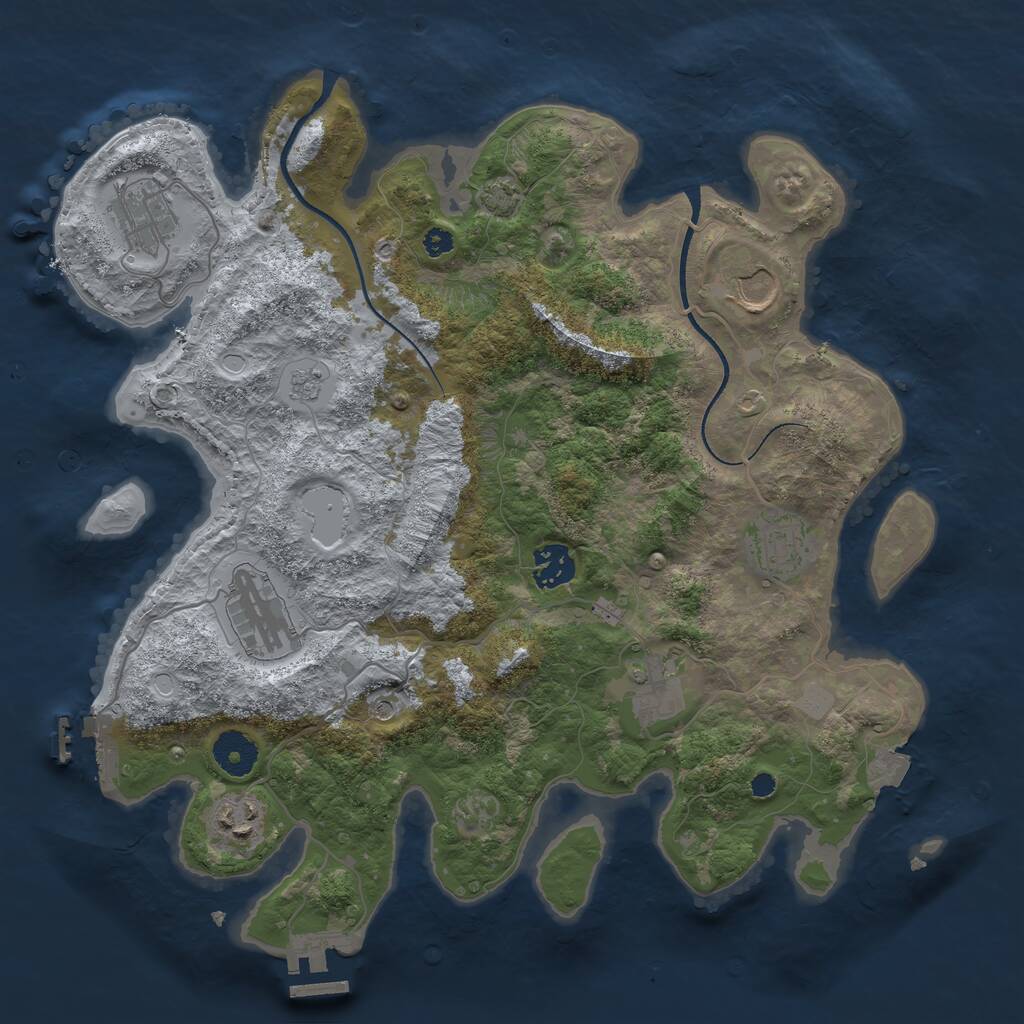 Rust Map: Procedural Map, Size: 3500, Seed: 670964378, 13 Monuments