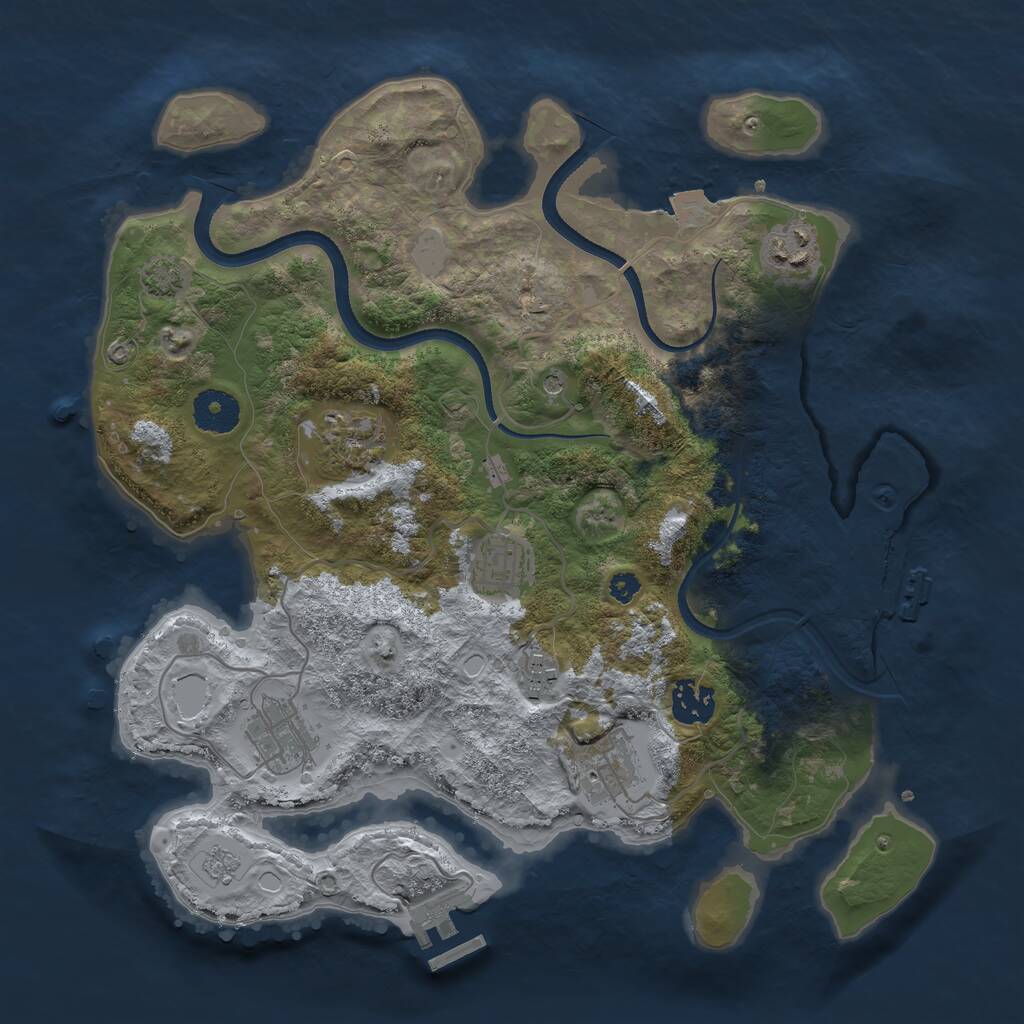 Rust Map: Procedural Map, Size: 3400, Seed: 29075897, 13 Monuments