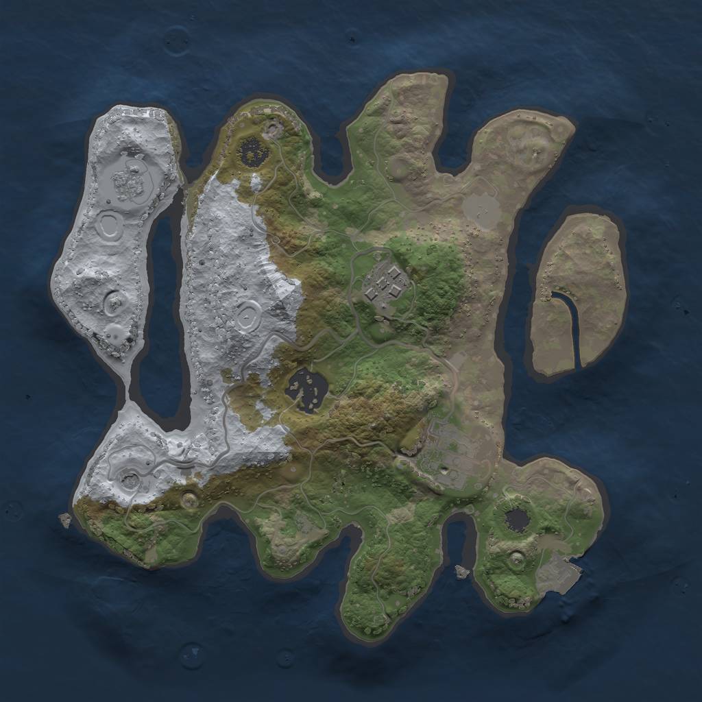 Rust Map: Procedural Map, Size: 2500, Seed: 58501685, 8 Monuments