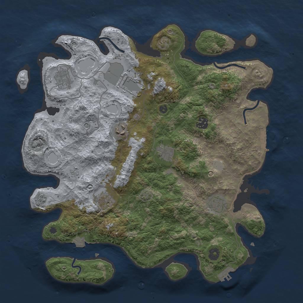 Rust Map: Procedural Map, Size: 3750, Seed: 138430796, 16 Monuments