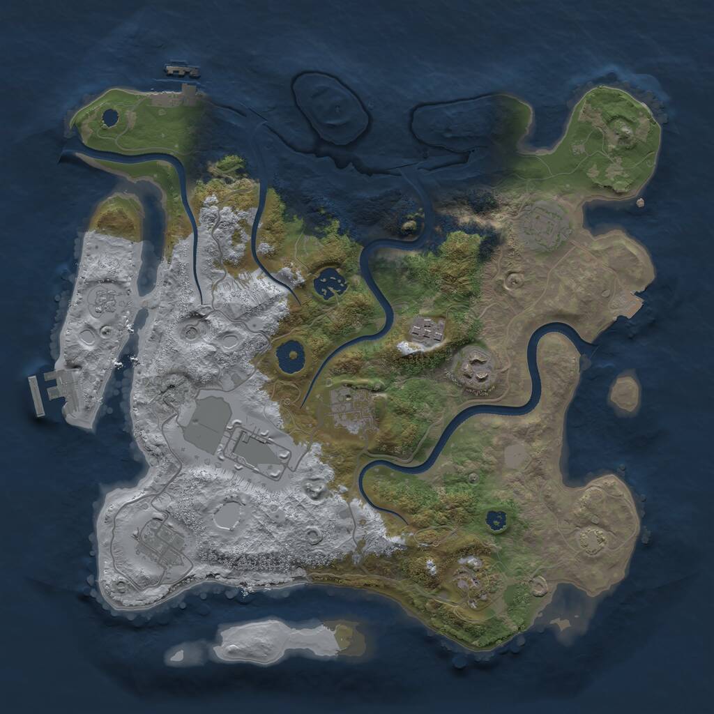 Rust Map: Procedural Map, Size: 3500, Seed: 8848303, 14 Monuments