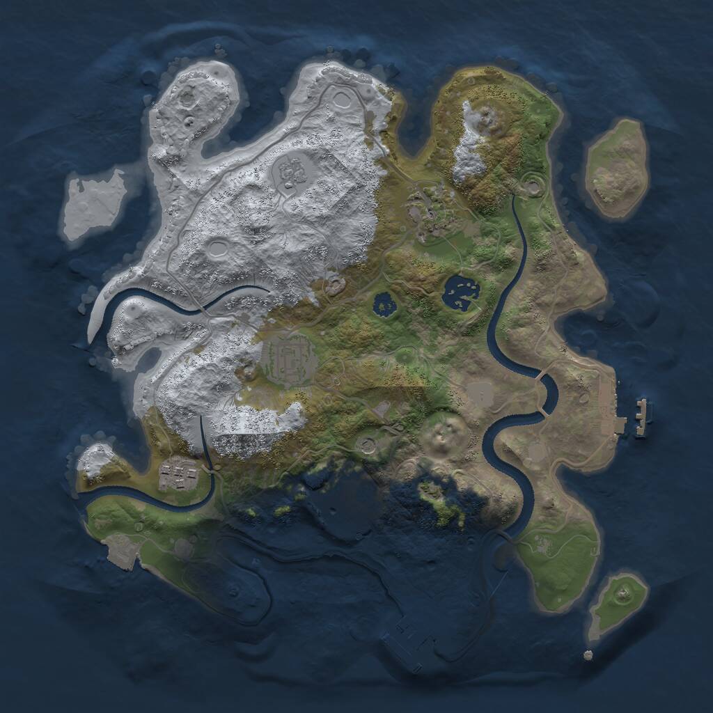 Rust Map: Procedural Map, Size: 3000, Seed: 10841, 11 Monuments