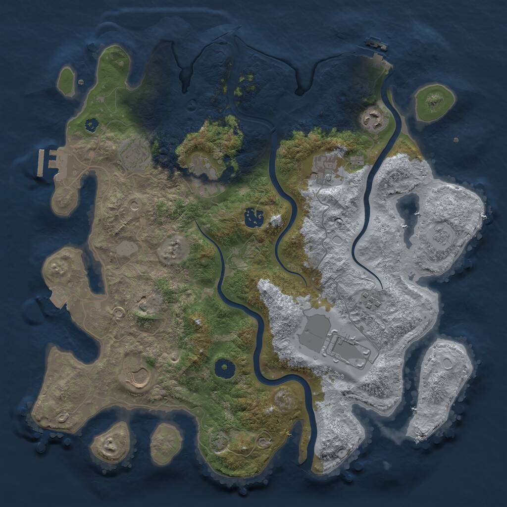 Rust Map: Procedural Map, Size: 3750, Seed: 980338, 14 Monuments