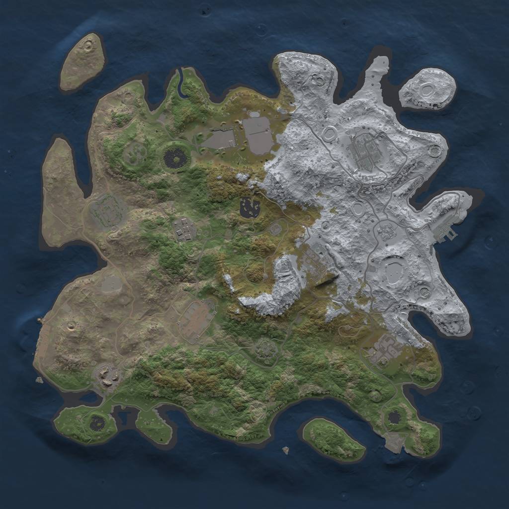 Rust Map: Procedural Map, Size: 3500, Seed: 931655657, 17 Monuments