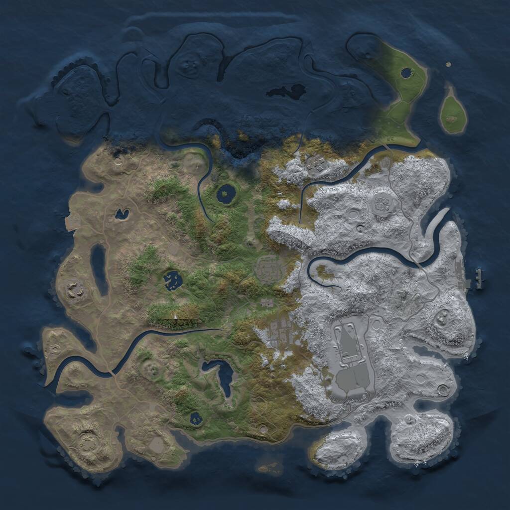 Rust Map: Procedural Map, Size: 4050, Seed: 1025543438, 12 Monuments