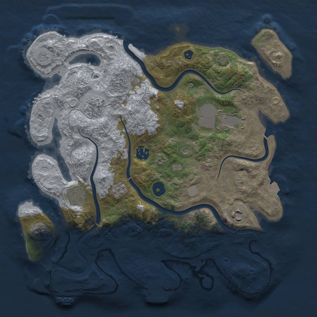 Rust Map: Procedural Map, Size: 3500, Seed: 213334249, 12 Monuments