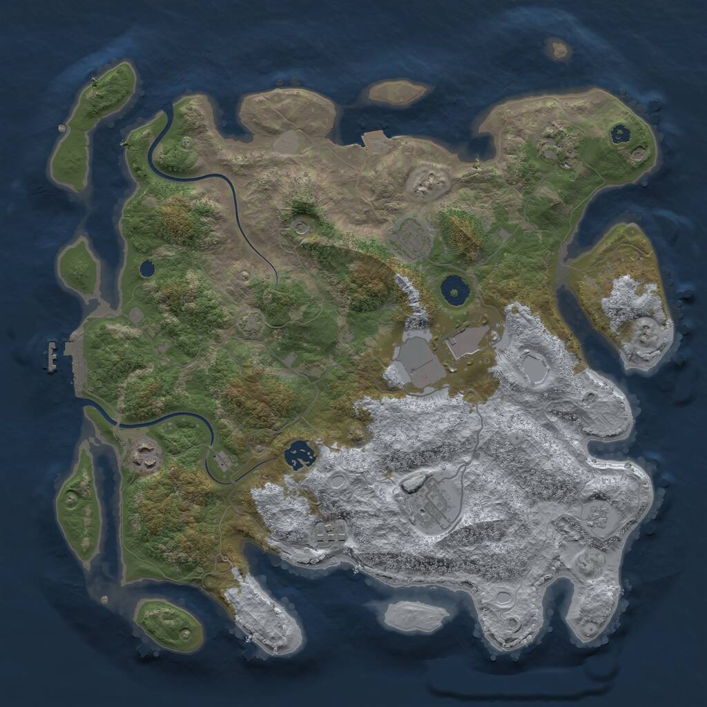 Rust Map: Procedural Map, Size: 3700, Seed: 363677899, 12 Monuments