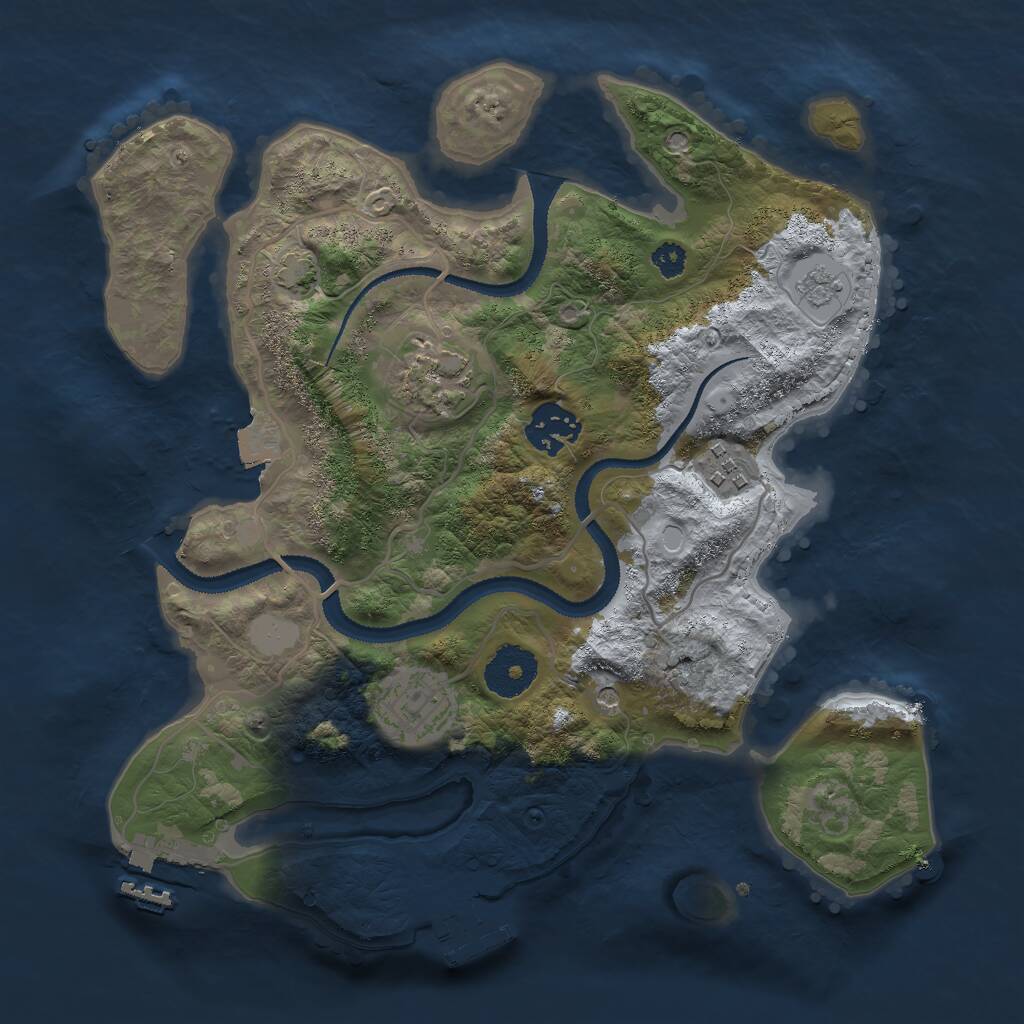 Rust Map: Procedural Map, Size: 3000, Seed: 1570456577, 10 Monuments