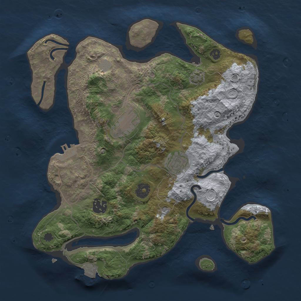 Rust Map: Procedural Map, Size: 3000, Seed: 1570456577, 9 Monuments