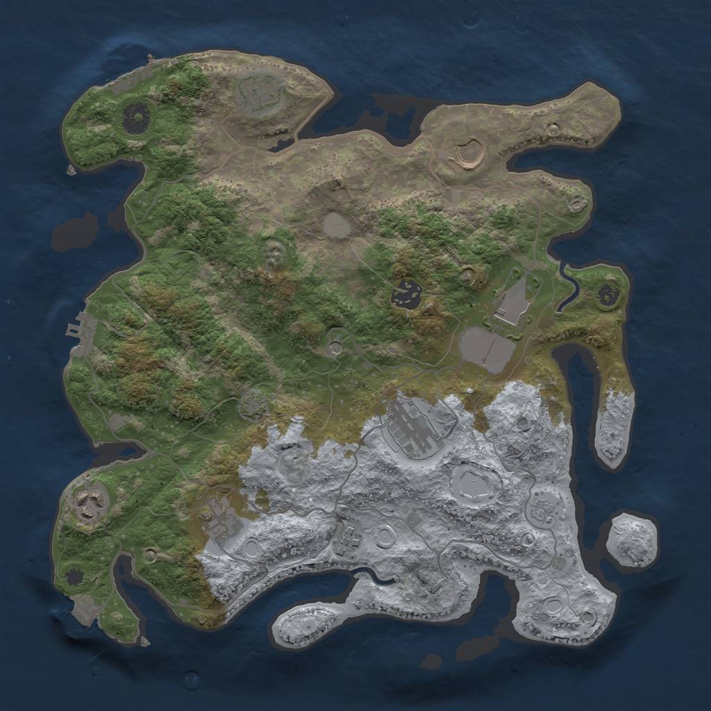 Rust Map: Procedural Map, Size: 3500, Seed: 904019020, 16 Monuments