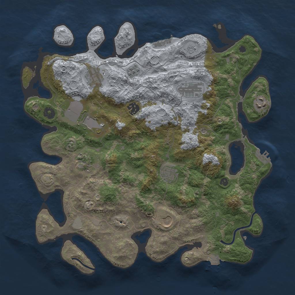 Rust Map: Procedural Map, Size: 3750, Seed: 66797, 17 Monuments