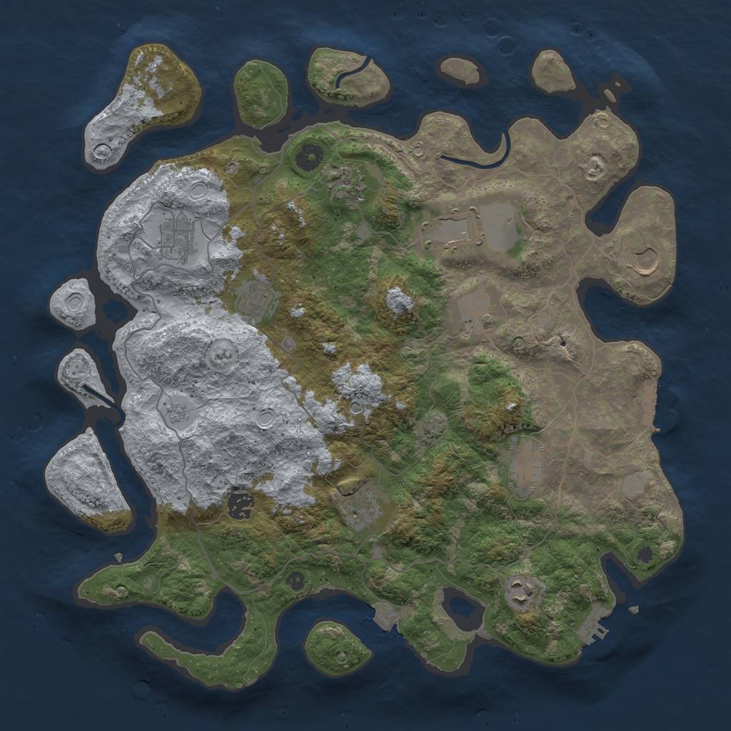 Rust Map: Procedural Map, Size: 4000, Seed: 1305161104, 18 Monuments