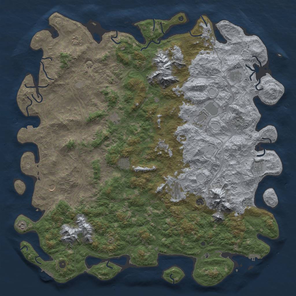 Rust Map: Procedural Map, Size: 6000, Seed: 624234, 19 Monuments