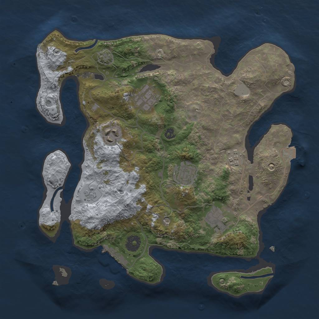 Rust Map: Procedural Map, Size: 3000, Seed: 1234207786, 12 Monuments