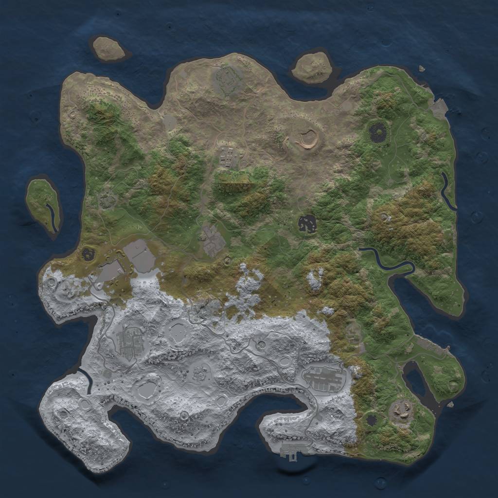 Rust Map: Procedural Map, Size: 3904, Seed: 2147483647, 17 Monuments