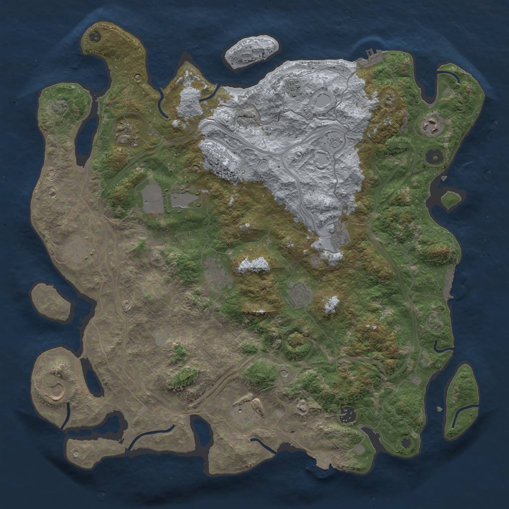 Rust Map: Procedural Map, Size: 4500, Seed: 1172081620, 19 Monuments