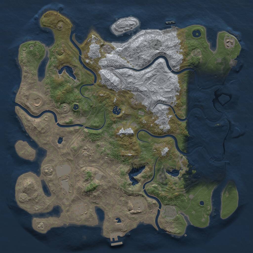 Rust Map: Procedural Map, Size: 4500, Seed: 1172081620, 16 Monuments
