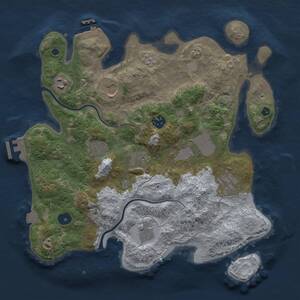 Thumbnail Rust Map: Procedural Map, Size: 3500, Seed: 1914945314, 14 Monuments