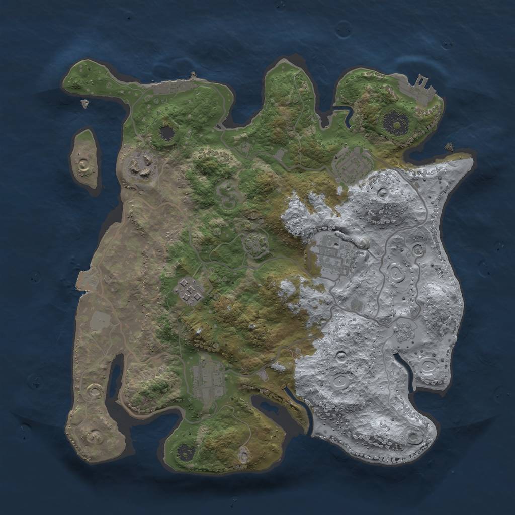 Rust Map: Procedural Map, Size: 3000, Seed: 1093501631, 13 Monuments
