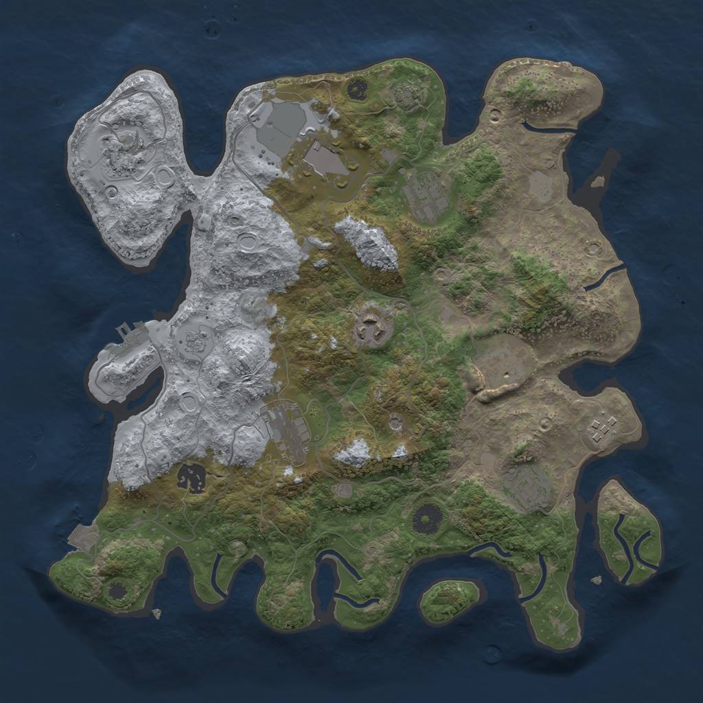 Rust Map: Procedural Map, Size: 3500, Seed: 998087, 16 Monuments