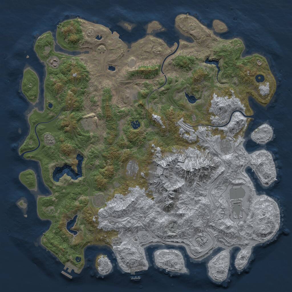 Rust Map: Procedural Map, Size: 5000, Seed: 220224, 16 Monuments