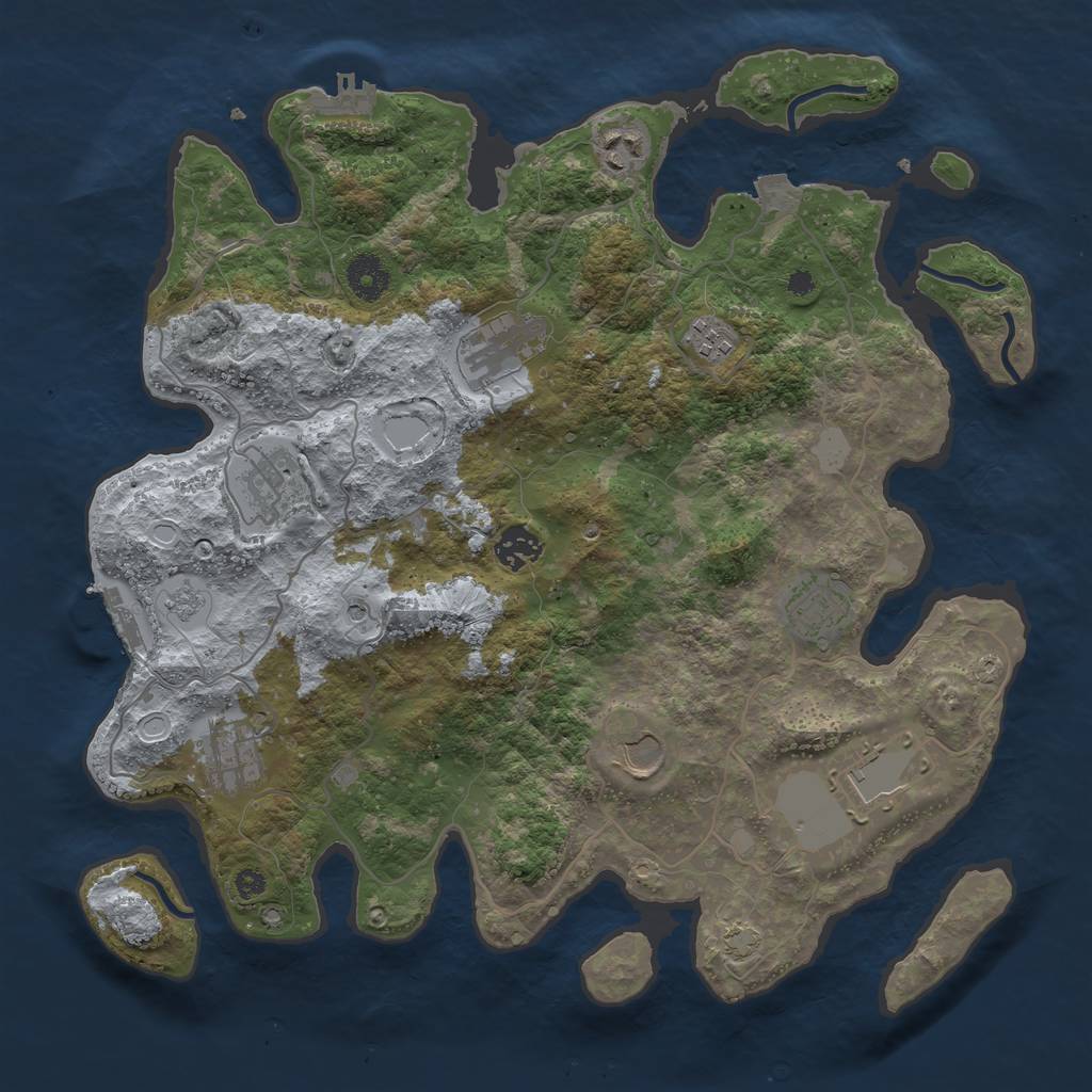 Rust Map: Procedural Map, Size: 3700, Seed: 850190592, 17 Monuments