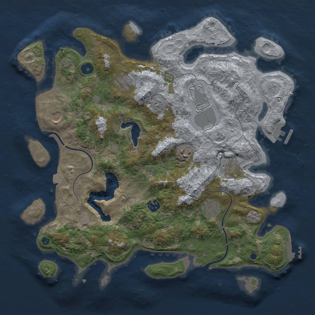 Rust Map: Procedural Map, Size: 4000, Seed: 220862172, 14 Monuments