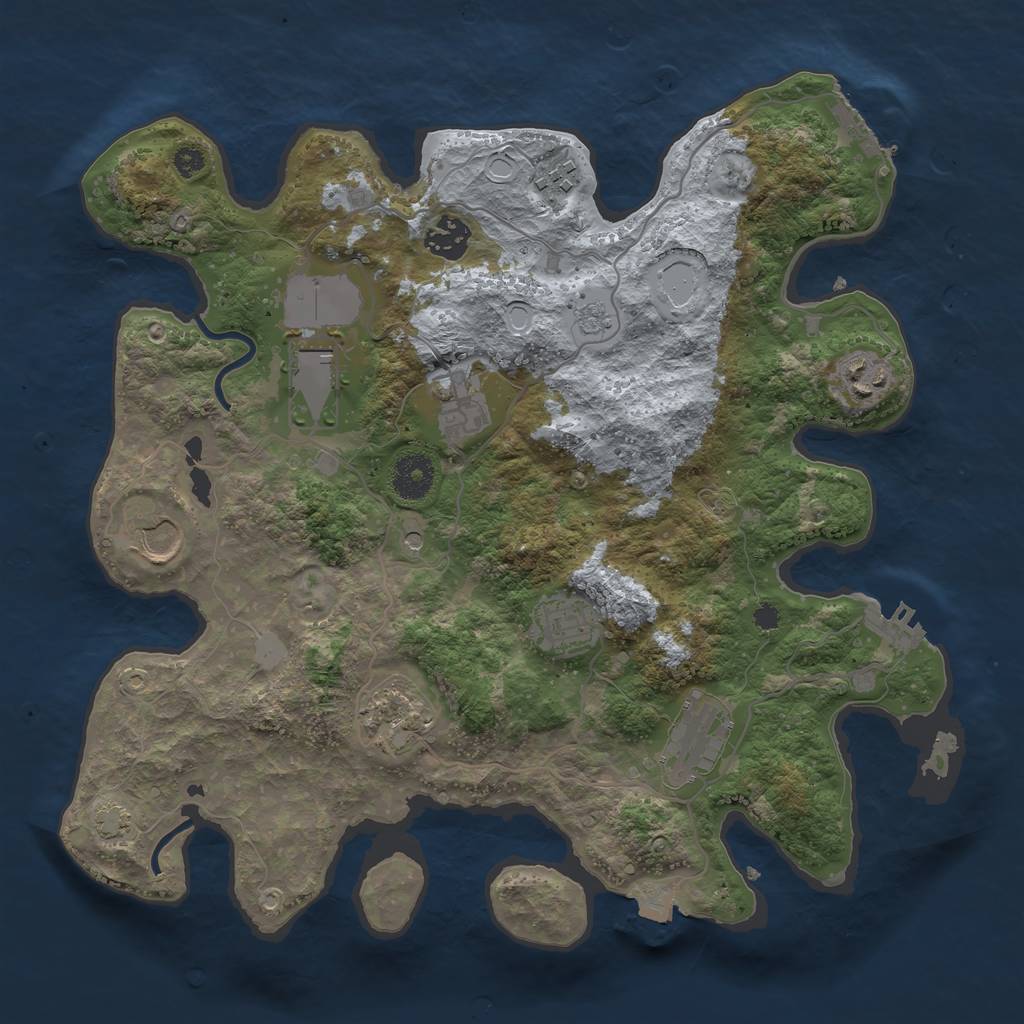 Rust Map: Procedural Map, Size: 3500, Seed: 990276, 17 Monuments