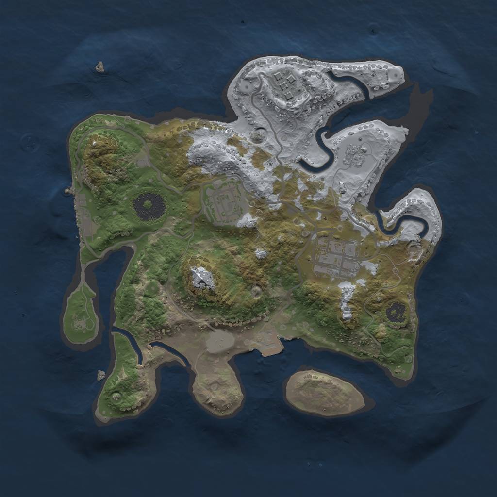 Rust Map: Procedural Map, Size: 2500, Seed: 4037534, 8 Monuments